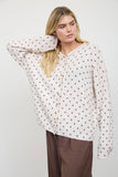 Polka Dot Raw Edge Cardigan, Oatmeal