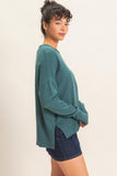 Roll Neck Front Seam Sweater, Teal (S-L)