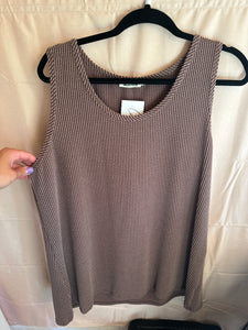 Wide Ribbed Tank, Brown (2x, 3x)