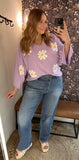 Flower Embroidery Loose Fit Knit Top