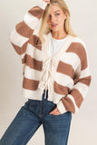 Striped V-neck Sweater Cardigan (S-L)