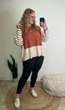 Side Slit Stripe Colorblock Sweater