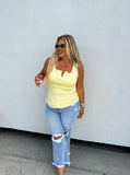 Brandee Snap Henley Tank, Yellow (XS-3x)