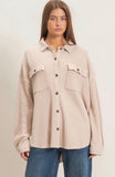 Mineral Wash Waffle Knit Shacket, Dark Taupe (S-L)