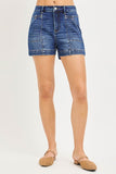 Risen- High Rise Shorts Featuring Decorative Seam Details