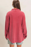 Mineral Wash Waffle Knit Shacket, Red (M, L)