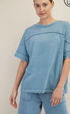 Mineral Washed Cotton Short Sleeve Tee, Dusty Blue (S-L)