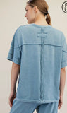 Mineral Washed Cotton Short Sleeve Tee, Dusty Blue (S-L)