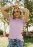 Short Sleeve Ribbed Tee- Hydrangea (XL)