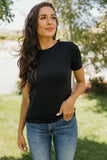 Lettuce Edge Pointelle Tee- Black (XS-2x)