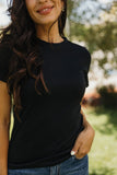 Lettuce Edge Pointelle Tee- Black (XS-2x)