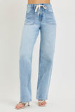 Risen-High Rise Wide Baggy Jean With Tie Waist