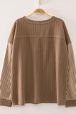 Striped Sleeve Ribbed Top (S-L)