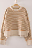 Contrast Trim Stripe Knit Sweater (S-L)