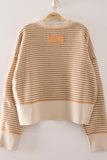 Contrast Trim Stripe Knit Sweater (S-L)