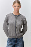 Striped Knit Scallop Trim Cardigan (S-XL)