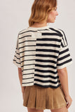 Button Down Stripe Colorblock Top