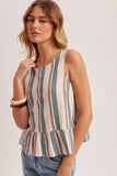 Ethnic Striped Peplum Tank