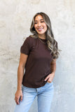 Short Sleeve Ribbed Tee-Truffle Brown (XS-XL)