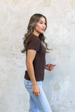 Short Sleeve Ribbed Tee-Truffle Brown (XS-XL)