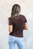 Short Sleeve Ribbed Tee-Truffle Brown (XS-XL)