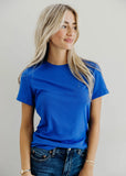 Short Sleeve Ribbed Tee-Cobalt Blue (XS-XL)