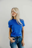 Short Sleeve Ribbed Tee-Cobalt Blue (XS-XL)