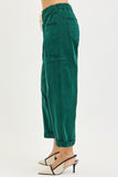 Risen-High Rise Crop Wide Barrel Cargo Pants, Hunter Green