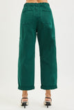 Risen-High Rise Crop Wide Barrel Cargo Pants, Hunter Green
