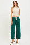 Risen-High Rise Crop Wide Barrel Cargo Pants, Hunter Green