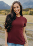 Pointelle Top- Beet Red (XS-2x)