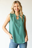 Smocked Shoulder Ruffle Tank (1x-3x)