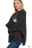 Side Slit Oversized Sweater, Black (S/M, L/XL)