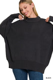 Side Slit Oversized Sweater, Black (S/M, L/XL)