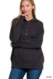 Fleece Half Snap Hoodie, Black (S/M, L/XL)