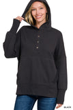Fleece Half Snap Hoodie, Black (S/M, L/XL)