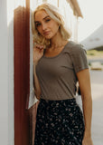 Short Sleeve Scoop Tee-Dried Herb