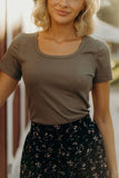 Short Sleeve Scoop Tee-Dried Herb