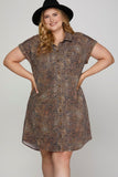 Denim Shirt Dress- Leopard (S, M, XL-2x)