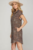 Denim Shirt Dress- Leopard (S, M, XL-2x)