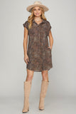 Denim Shirt Dress- Leopard (S, M, XL-2x)