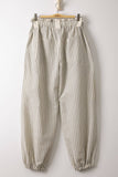 Bow Detail Stripe Textured Woven Pants, White/Black