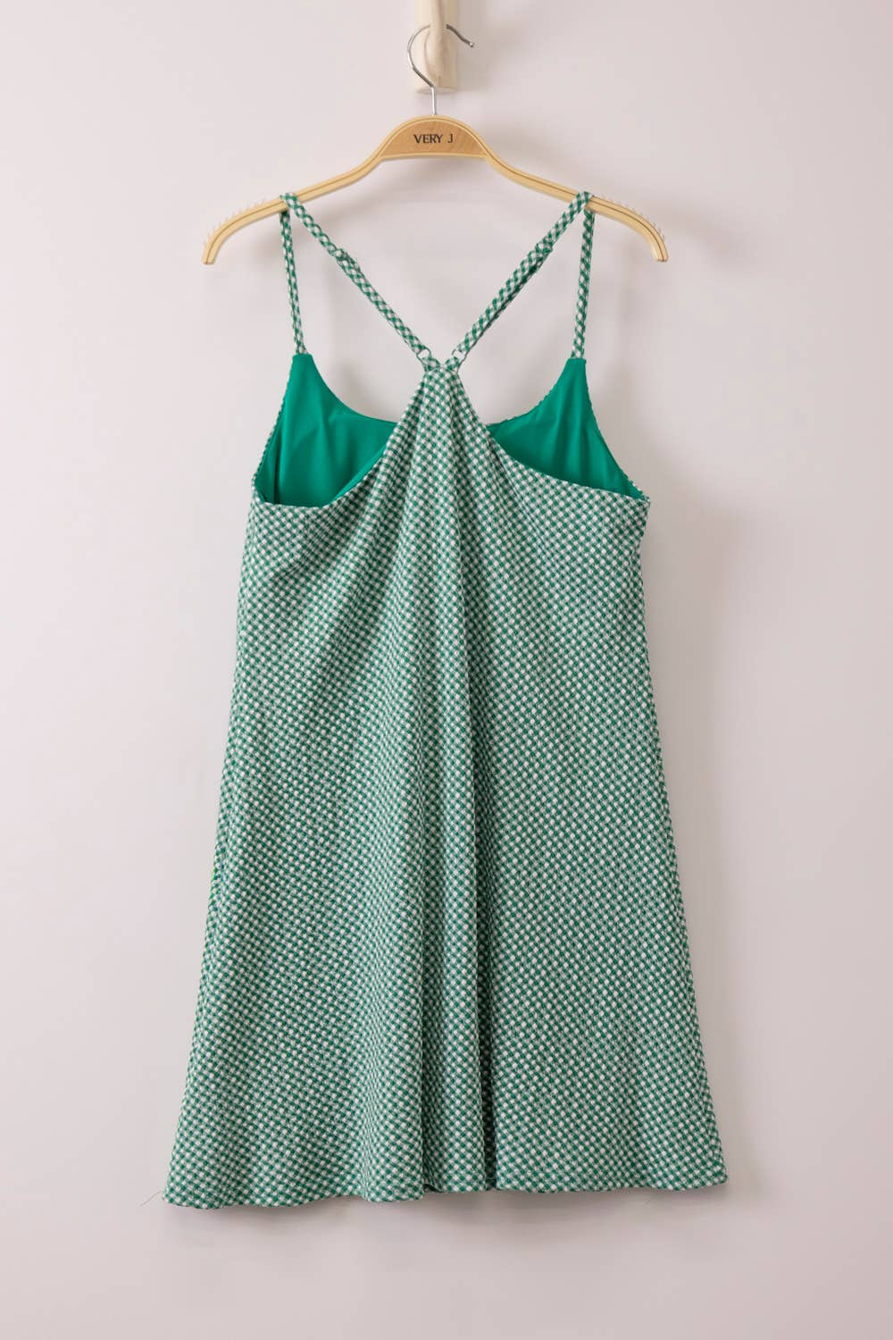 Textured Checkered Knit Activewear Tennis Dress (Kelly Green)