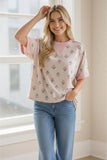 Crew Neck Tulip Floral Pullover Knit Top