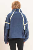 Contrast Trim Half-Zip Fleece Pullover