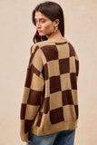 Checkered Cable Knit Sweater