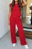Cropped Tank Top and Jogger Set (S-XL): Red (S-XL)