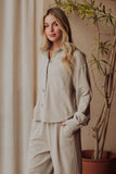 Lt. Gray Cropped Washed Soft Button Up