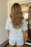 Stripe Contrast Drop Shoulder Loose Tee (S-2X)
