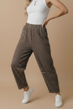 Plus Elastic Waist Polka Dot Barrel Pants